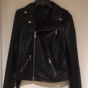 Lauren by Ralph Lauren Black Fringe Leather Moto 4